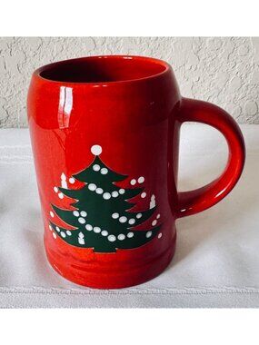 Vintage Waechtersbach W Germany Christmas Tree Tankard Mug Red